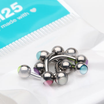 Detail View 1 of 5 Pcs Pack of Assorted Color Iridescent Revo Bezel Set Labrets